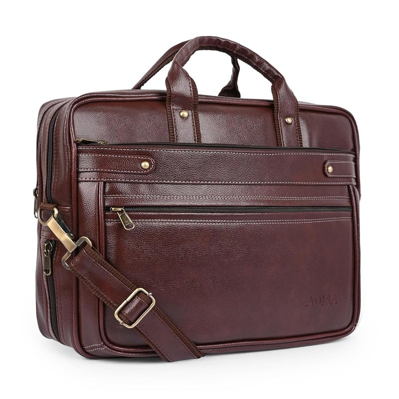 ADISA Laptop Messenger Office Bag Briefcase for Work for Men (LB6051-BRO) - Image 1