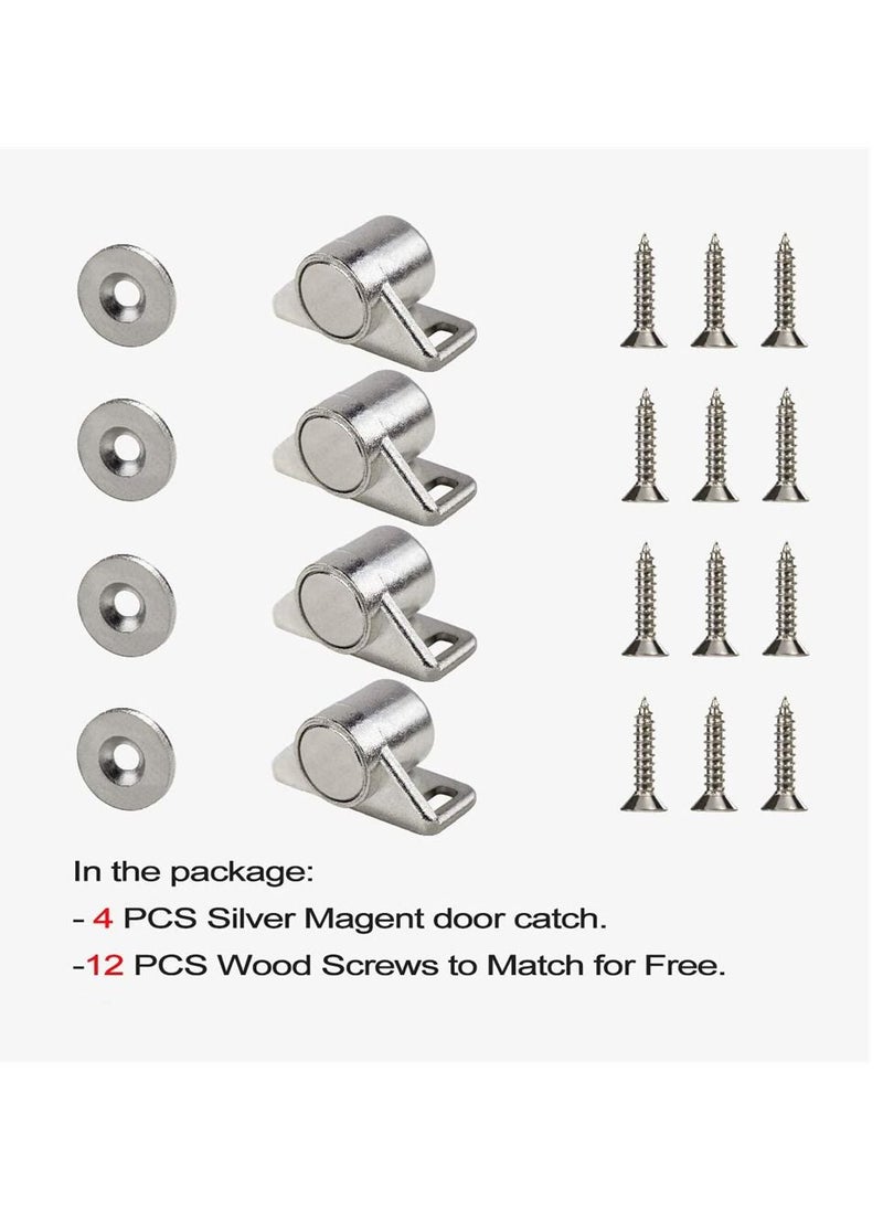 Y&D SYOSI 4 Pack Magnetic Cabinet Door Catch with Magnets for Latch Closer, Kitchen Closet Closing Silver  - Image 2