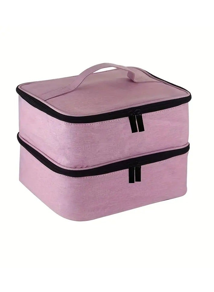 ORiTi Nail Polish Carrying Case, Double-Layer Nail Polish Storage Bag - Fits Nail Dryer Lamp And Bottles,Nail Polish Organizer Bag With Adjustable Dividers For Manicure - Image 2