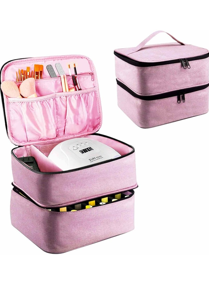 ORiTi Nail Polish Carrying Case, Double-Layer Nail Polish Storage Bag - Fits Nail Dryer Lamp And Bottles,Nail Polish Organizer Bag With Adjustable Dividers For Manicure - Image 1