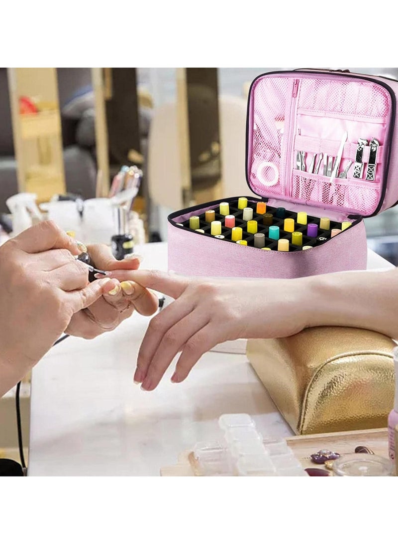 ORiTi Nail Polish Carrying Case, Double-Layer Nail Polish Storage Bag - Fits Nail Dryer Lamp And Bottles,Nail Polish Organizer Bag With Adjustable Dividers For Manicure - Image 3