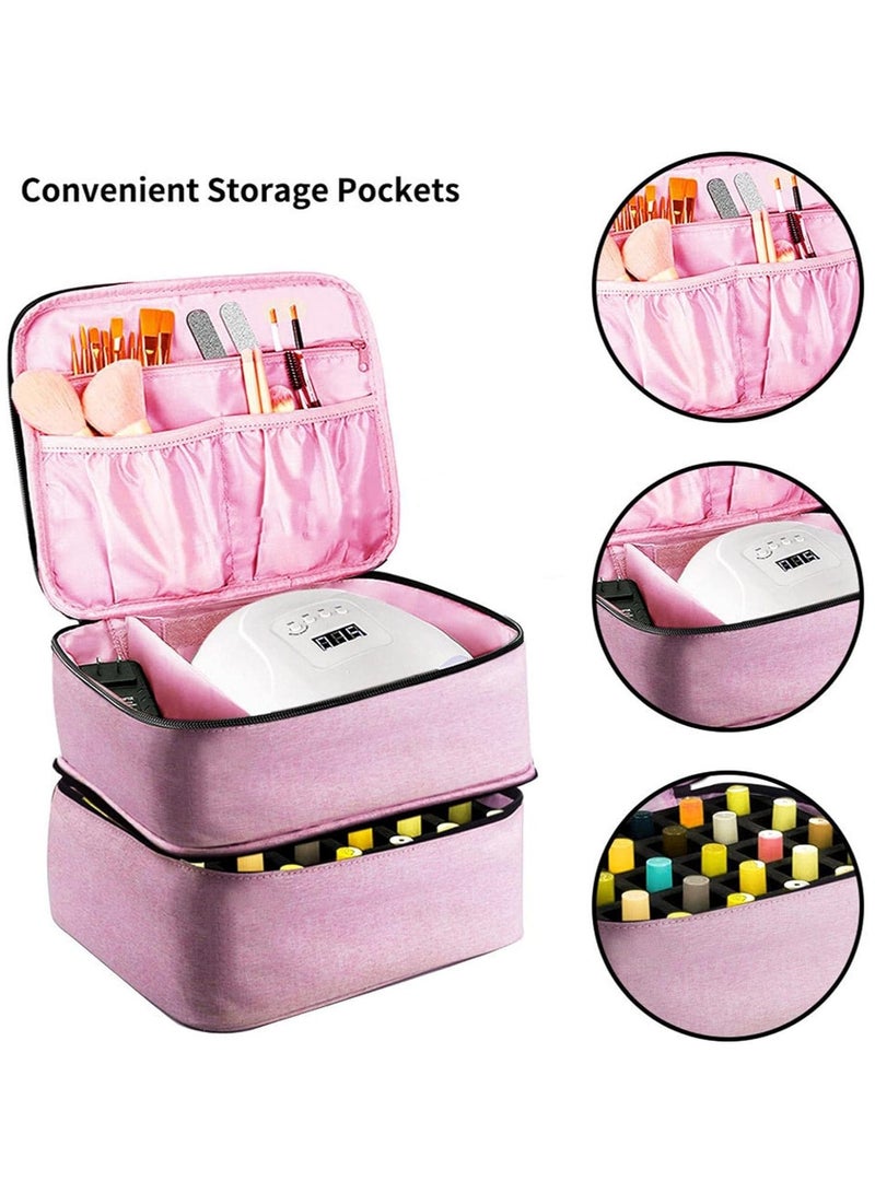 ORiTi Nail Polish Carrying Case, Double-Layer Nail Polish Storage Bag - Fits Nail Dryer Lamp And Bottles,Nail Polish Organizer Bag With Adjustable Dividers For Manicure - Image 5