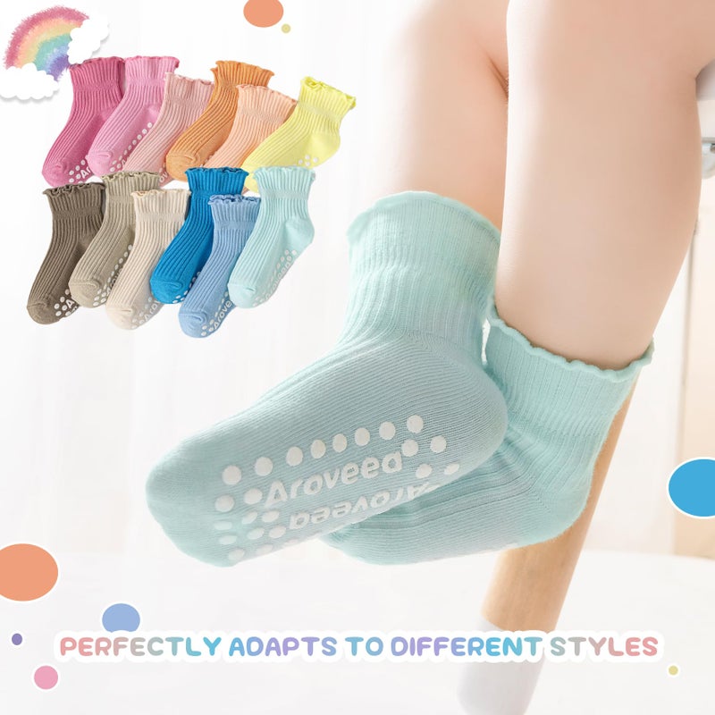 Aroveea Baby Toddler Socks Grip Non Slip Boys Girls Cotton 12 Pack for 6-12 Months Kids Ankle Cute Socks 6M-7Years - Image 2