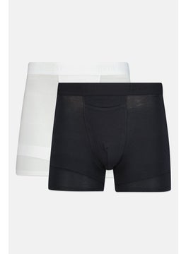 Men 2 Pieces 9 Inseam Plain Boxer Briefs, Black/White