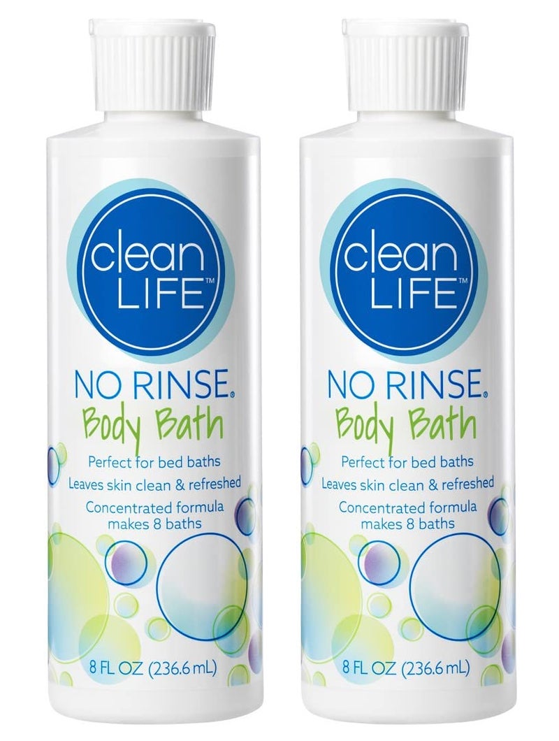 No Rinse No-Rinse Body Bath, 8 fl oz - Leaves Skin Clean, Refreshed and Odor-Free, Rinse-Free Formula (Pack of 2) - Makes 8 Complete Baths Per Bottle - Image 1