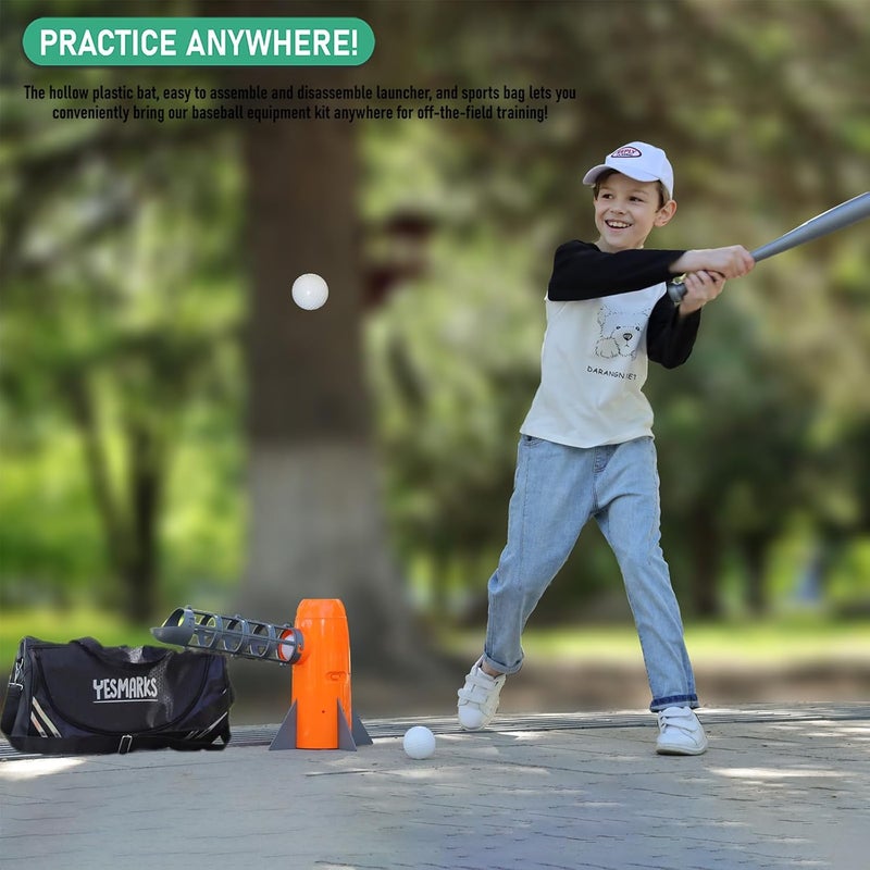 YESMARKS Kids Auto Baseball Pitching Machine Outdoor Toy Set - Training Equipment & Batting Practice Toys for Youth, Includes 10 Baseballs, Baseball Bat and Sports Bag - Image 4