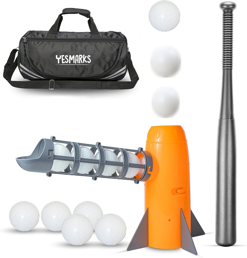 YESMARKS Kids Auto Baseball Pitching Machine Outdoor Toy Set - Training Equipment & Batting Practice Toys for Youth, Includes 10 Baseballs, Baseball Bat and Sports Bag - Image 1