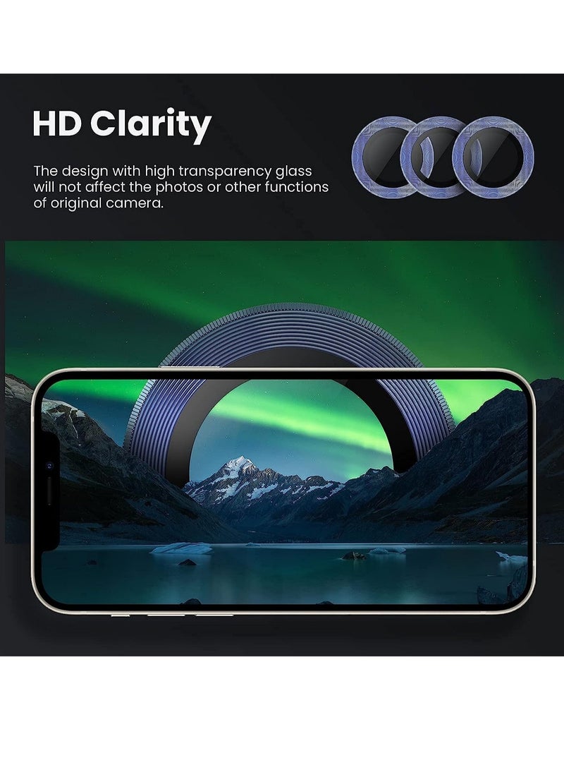 ELTRAZONE iPhone 13 Pro Max Camera Lens Protector, 9H Tempered Glass Camera Cover Screen Protector Metal Individual Ring - Image 3