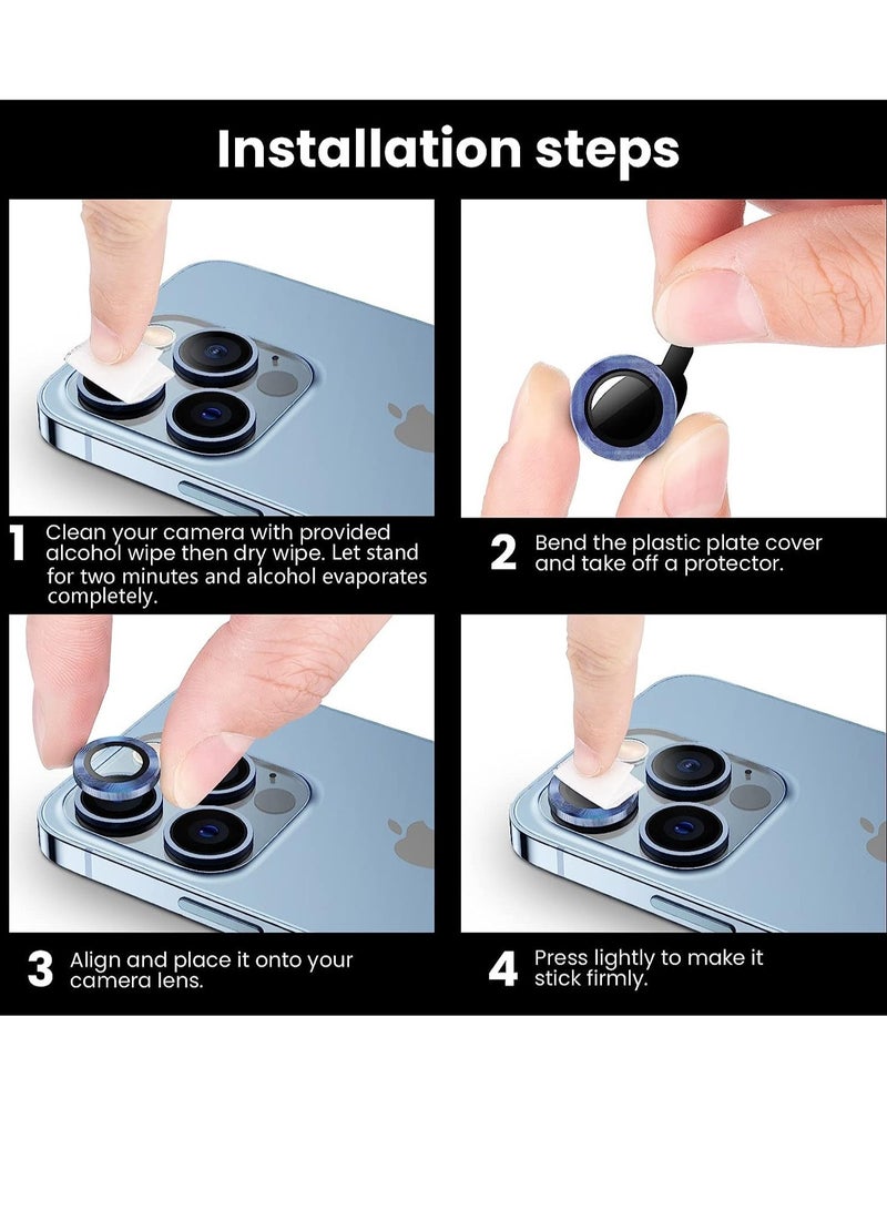 ELTRAZONE iPhone 13 Pro Max Camera Lens Protector, 9H Tempered Glass Camera Cover Screen Protector Metal Individual Ring - Image 5