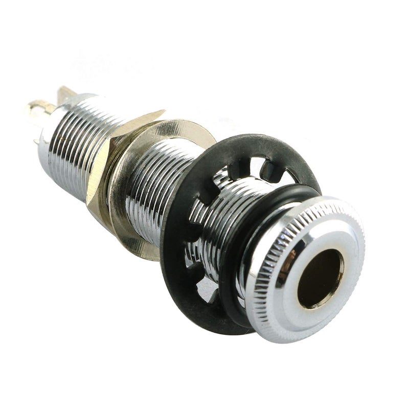 RLECS Brass Electric Guitar Bass 1/4Inch Barrel Jack 44.5x16cm Cylinder Input/Output Mono Active Long Threaded Jack Socket Guitar Parts & Accessories, Silver - Image 1