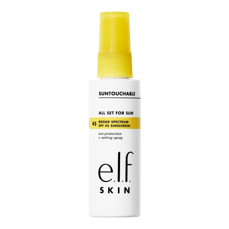 elf e.l.f. SKIN All Set For Sun SPF 45, Setting Spray With SPF 45 For Long-Lasting Makeup, Weightless, Non-Greasy Formula, Vegan & Cruelty-Free, Packaging May Vary - Image 1