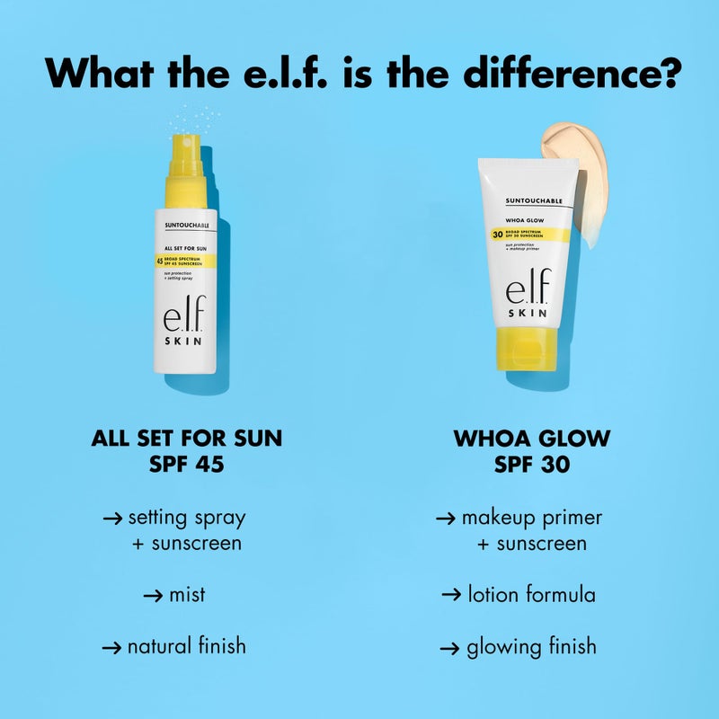 elf e.l.f. SKIN All Set For Sun SPF 45, Setting Spray With SPF 45 For Long-Lasting Makeup, Weightless, Non-Greasy Formula, Vegan & Cruelty-Free, Packaging May Vary - Image 5