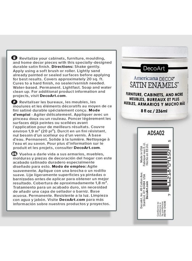 ديكوآرت طلاء أكريليك مينا الساتان 8 فلوريدا. أوز. مرطبان أبيض نقي (عبوة من قطعة واحدة) - Image 2