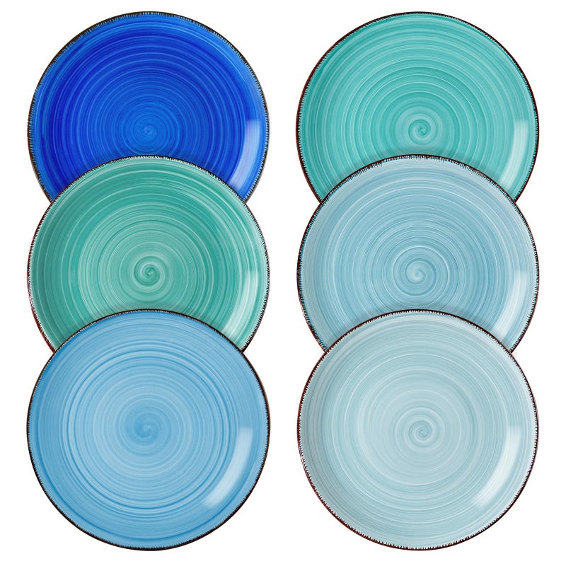 vancasso Bonita Blue Salad Plate Set of 6 75 Inch Ceramic Dinner Plate Dishwasher and Microwave Safe
