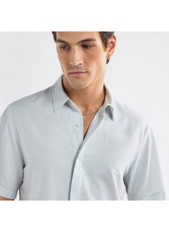 FAV Regular Fit Solid Shirt with Short Sleeves  - Image 4