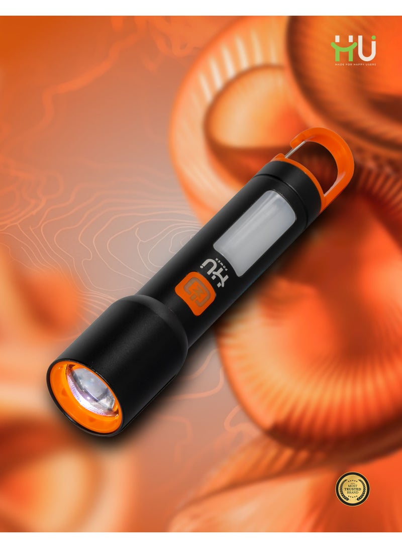 إتش يو كشاف LED قابل للشحن – ضوء أبيض وأحمر مع زوم قابل للتعديل وشحن Type-C - Image 3