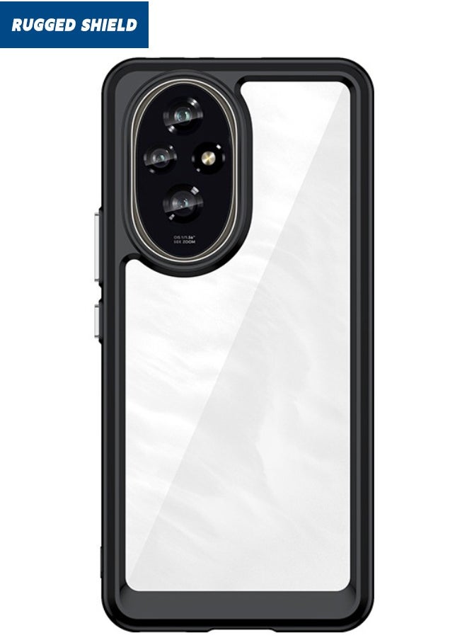 RUGGED SHIELD Honor 200 5G Case Cover, Clear Acrylic Hard Back Panel+Soft TPU Edge, [Anti Drop][Anti Scratch][Anti Slip][Anti Fingerprint] Protective Phone Case for Honor 200 5G 6.7 inch, Clear/Black  - Image 1