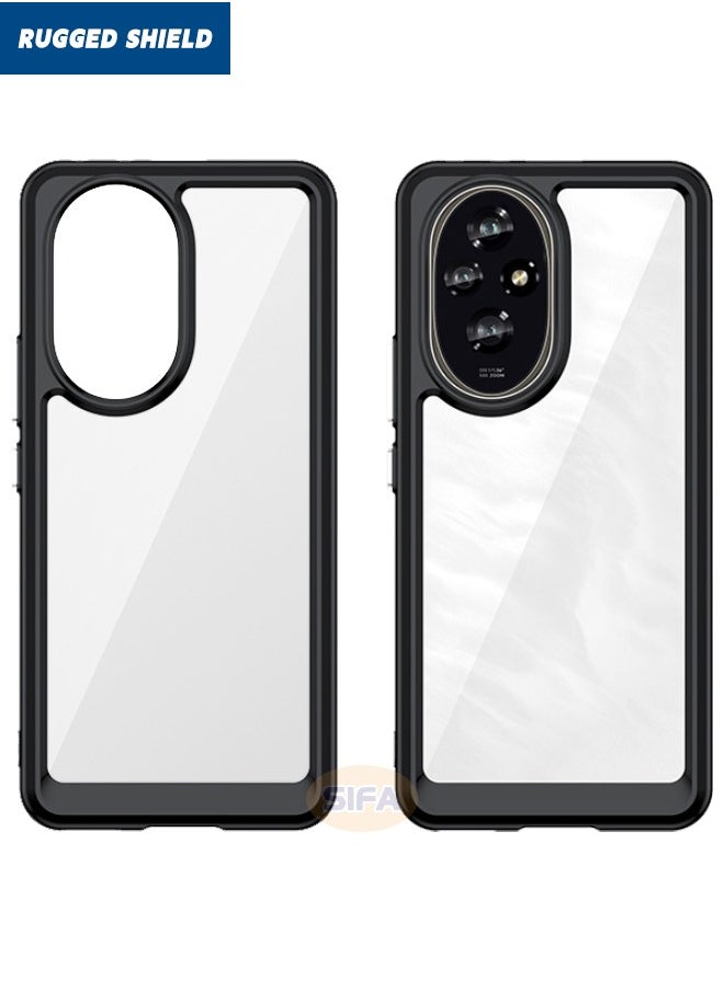 RUGGED SHIELD Honor 200 5G Case Cover, Clear Acrylic Hard Back Panel+Soft TPU Edge, [Anti Drop][Anti Scratch][Anti Slip][Anti Fingerprint] Protective Phone Case for Honor 200 5G 6.7 inch, Clear/Black  - Image 3