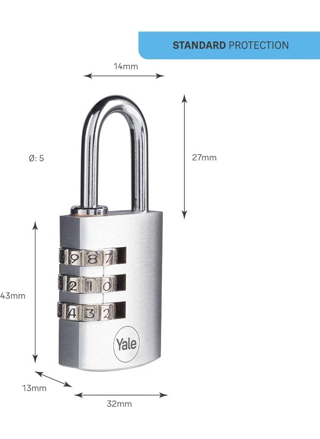 Yale Yale Padlock Combination Brass 30Mm Chrome Plated 3Dialkeys  - Image 3