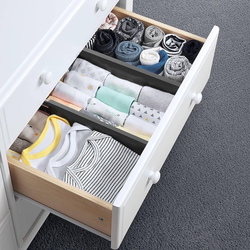 Utoplike 4pcs Bamboo Drawer Dividers, Large Adjustable Drawer Organisers, Spring Loaded Kitchen Utensil Drawer Inserts, Large Drawer Organisation for Bathroom, Baby Drawer, Cutlery, Tools, Black - Image 4