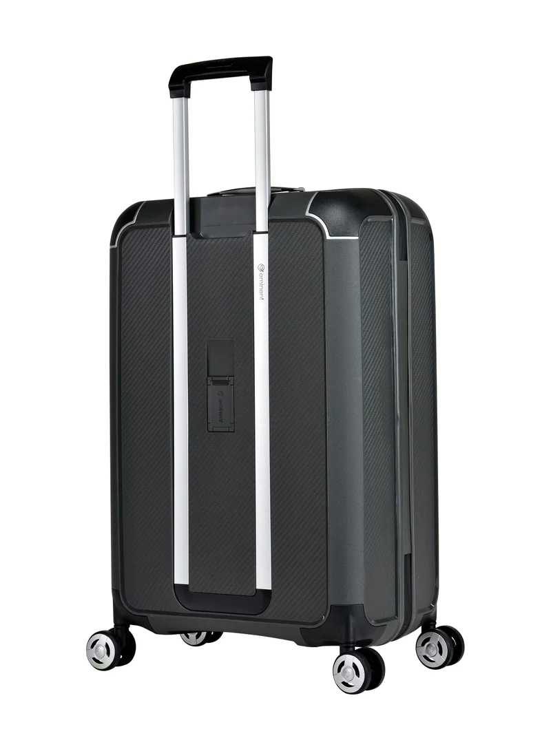 eminent Champion Hard Case Travel Bags Trolley Luggage Sets of 3 Polypropylene Lightweight 4 Quiet Double Spinner Wheels Suitcase With TSA Lock B0002 Dark Grey