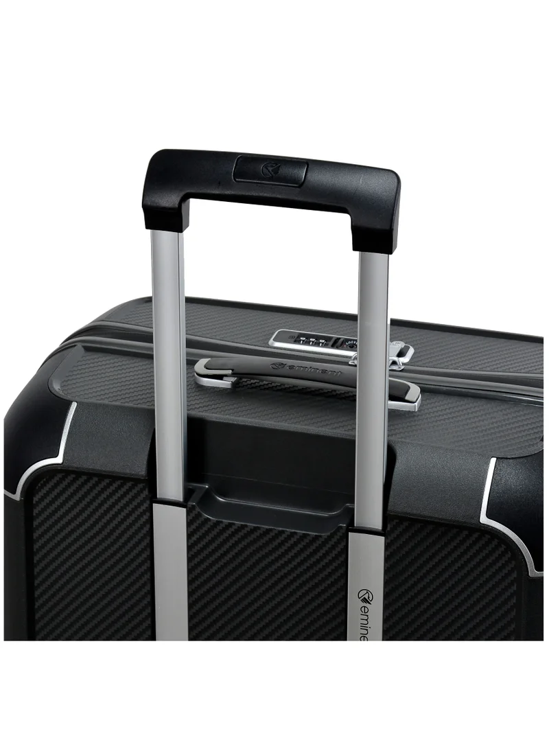 eminent Champion Hard Case Travel Bags Trolley Luggage Sets of 3 Polypropylene Lightweight 4 Quiet Double Spinner Wheels Suitcase With TSA Lock B0002 Dark Grey