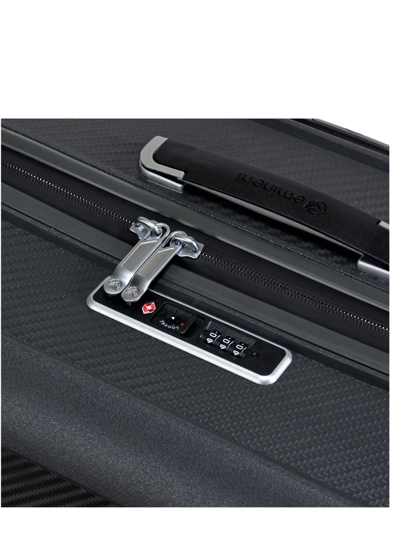 eminent Champion Hard Case Travel Bags Trolley Luggage Sets of 3 Polypropylene Lightweight 4 Quiet Double Spinner Wheels Suitcase With TSA Lock B0002 Dark Grey