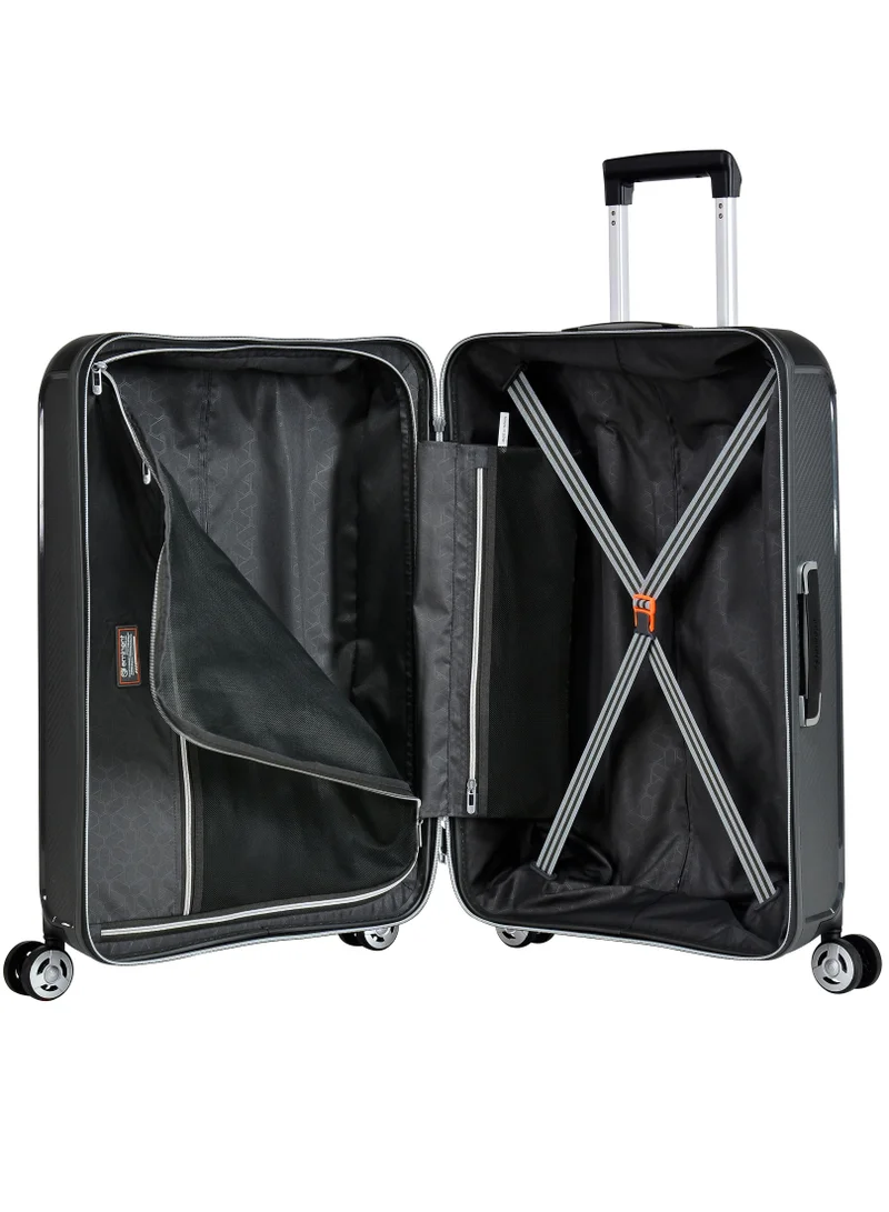 eminent Champion Hard Case Travel Bags Trolley Luggage Sets of 3 Polypropylene Lightweight 4 Quiet Double Spinner Wheels Suitcase With TSA Lock B0002 Dark Grey