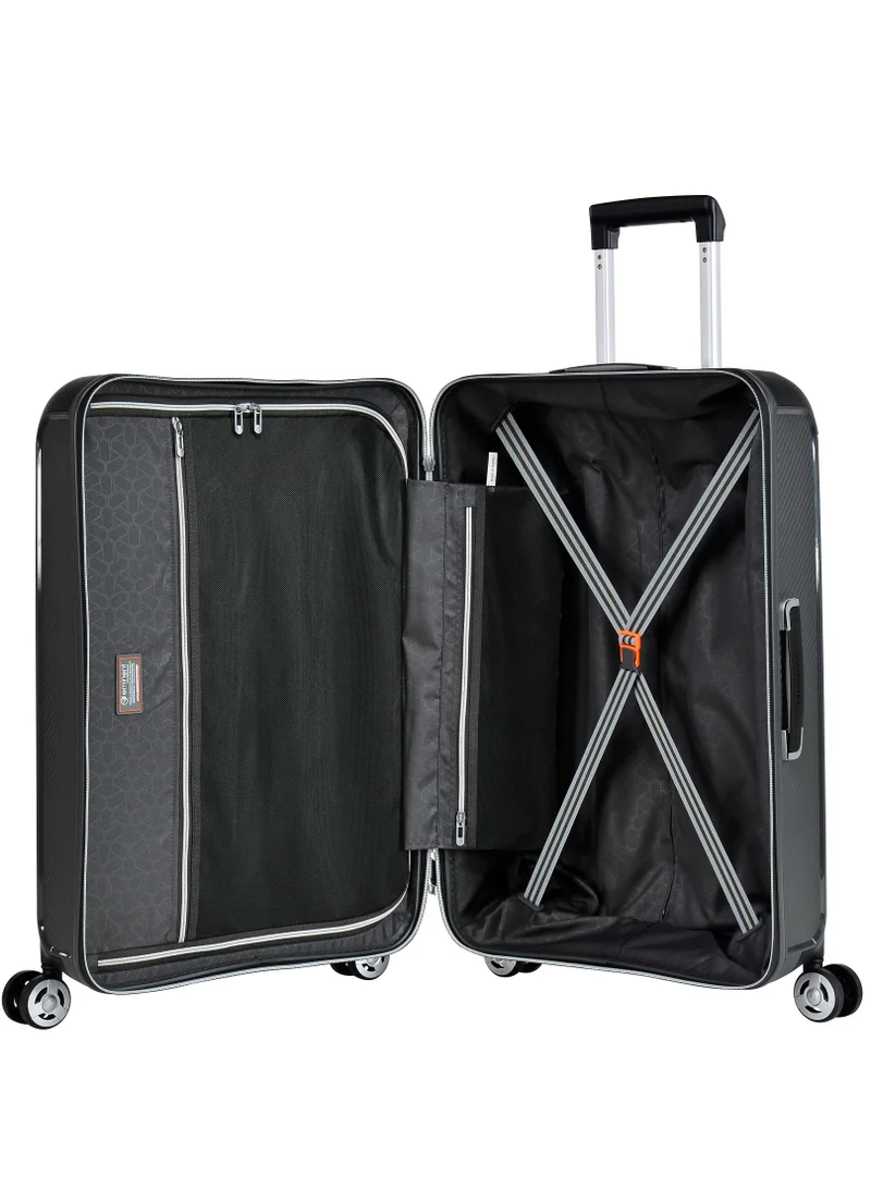 eminent Champion Hard Case Travel Bags Trolley Luggage Sets of 3 Polypropylene Lightweight 4 Quiet Double Spinner Wheels Suitcase With TSA Lock B0002 Dark Grey