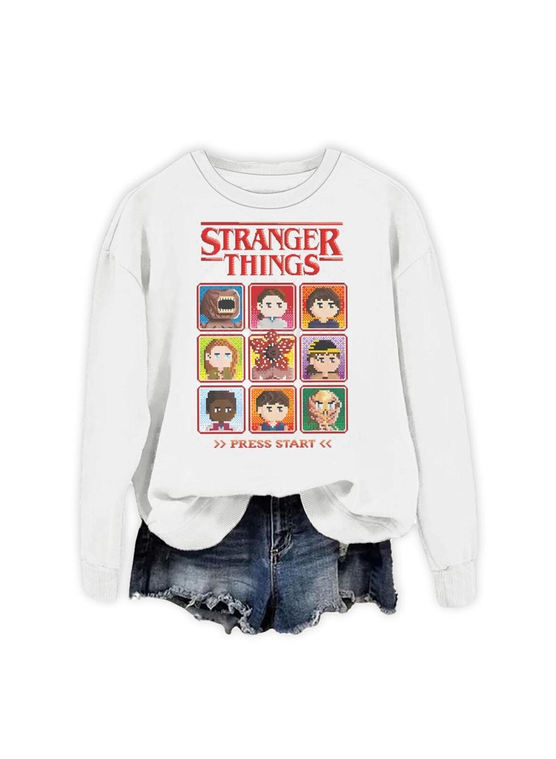 سترانجر ثينكينج **قميص طويل الأكمام مطبوع بطبعة Stranger Things - مقاسات متعددة، قماش قطني، للمعجبين، للارتداء اليومي والمدرسي العادي** - Image 2