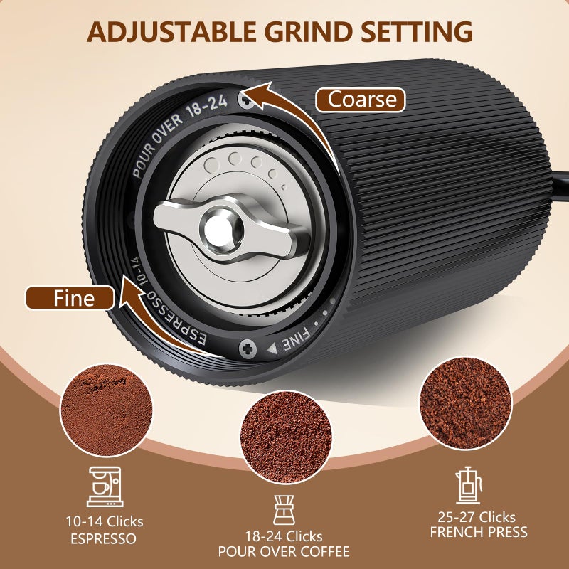 Toughwild Manual Coffee Grinder, Manual Burr Coffee Grinder Capacity 25g with CNC Stainless Steel Conical Burr, Internal Adjustable Setting, Hand Coffee Grinder for Espresso, Pour Over, French Press, Moka. - Image 2