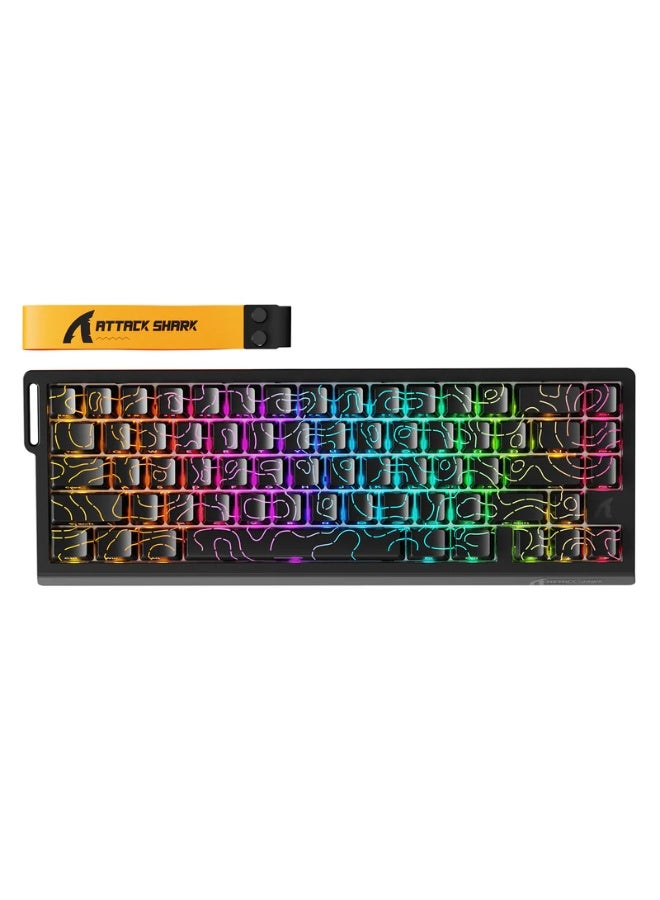Attack Shark X68 Pro HE Wireless Gaming Keyboard 68-Key Hall Effect Magnetic Switch, Rapid Trigger, 0.1mm Adjustable Actuation, 8000Hz Polling Rate, Tri-Mode (2.4G/BT/USB-C), RGB Backlit, 5000mAh Battery, Low Latency Esports Mechanical Keyboard | Black - Image 1