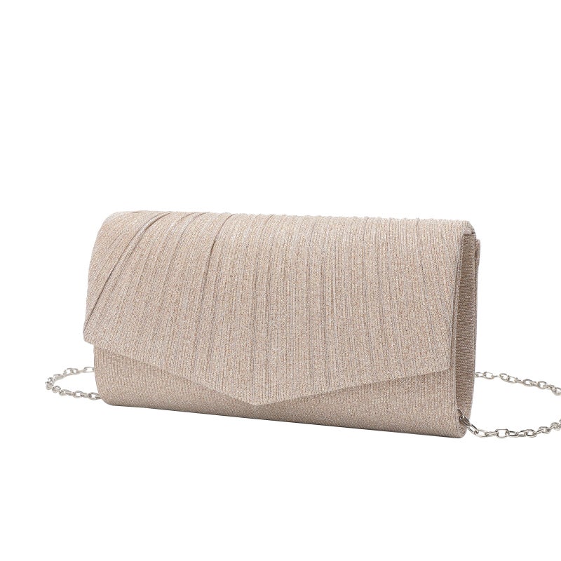 Women'S Evening Bag Pleated Fashion Clutch Envelope Bag Chain Crossbody Wedding Banquet Bag Exclusive - Image 1