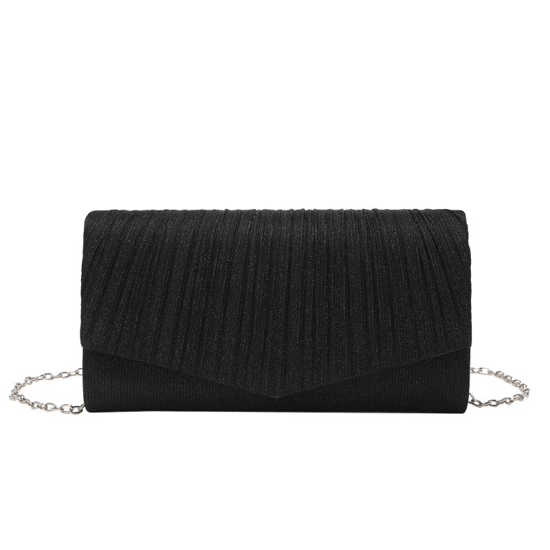 Women'S Evening Bag Pleated Fashion Clutch Envelope Bag Chain Crossbody Wedding Banquet Bag Exclusive - Image 2
