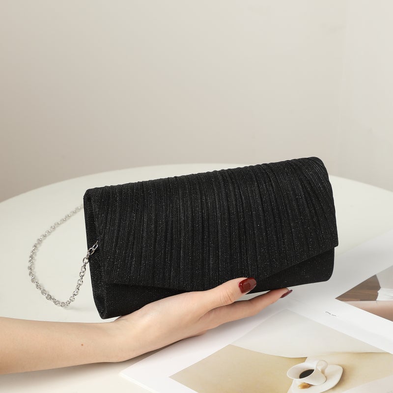 Women'S Evening Bag Pleated Fashion Clutch Envelope Bag Chain Crossbody Wedding Banquet Bag Exclusive - Image 4