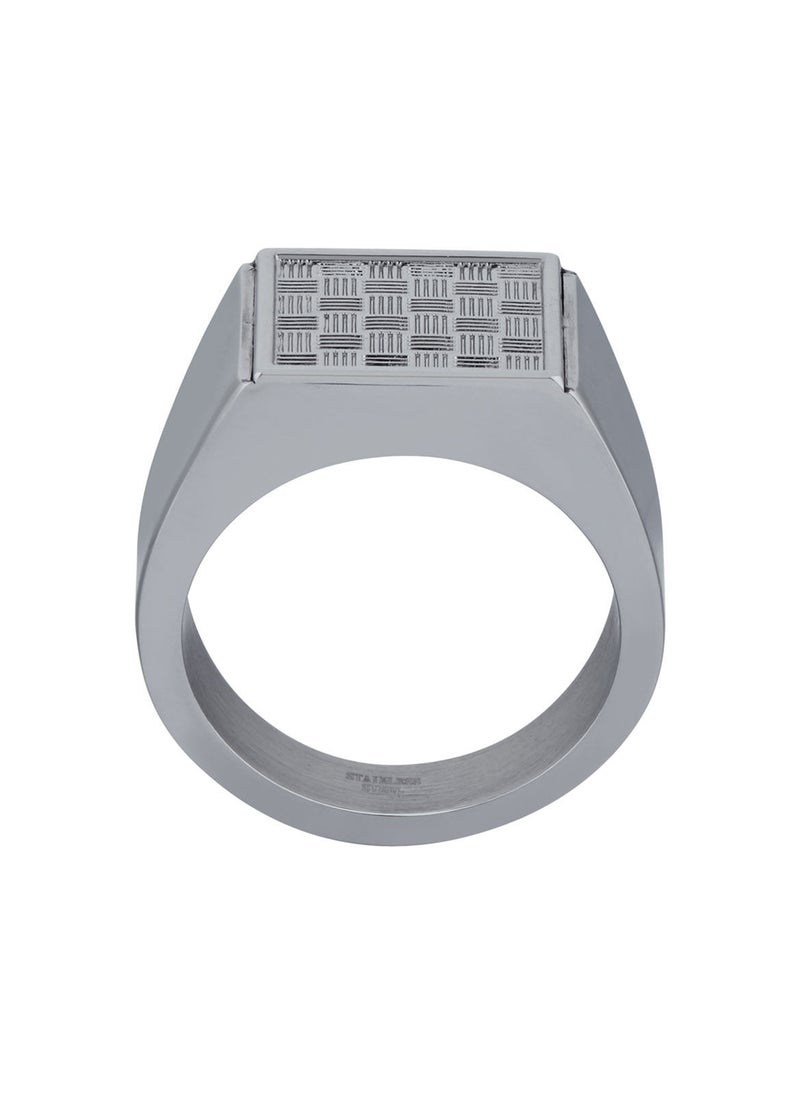 غاي لاروش خاتم غي لاروش من الستانلس ستيل للرجال ، فضي ،  Sz 64, 4TX003A-64 - Image 1