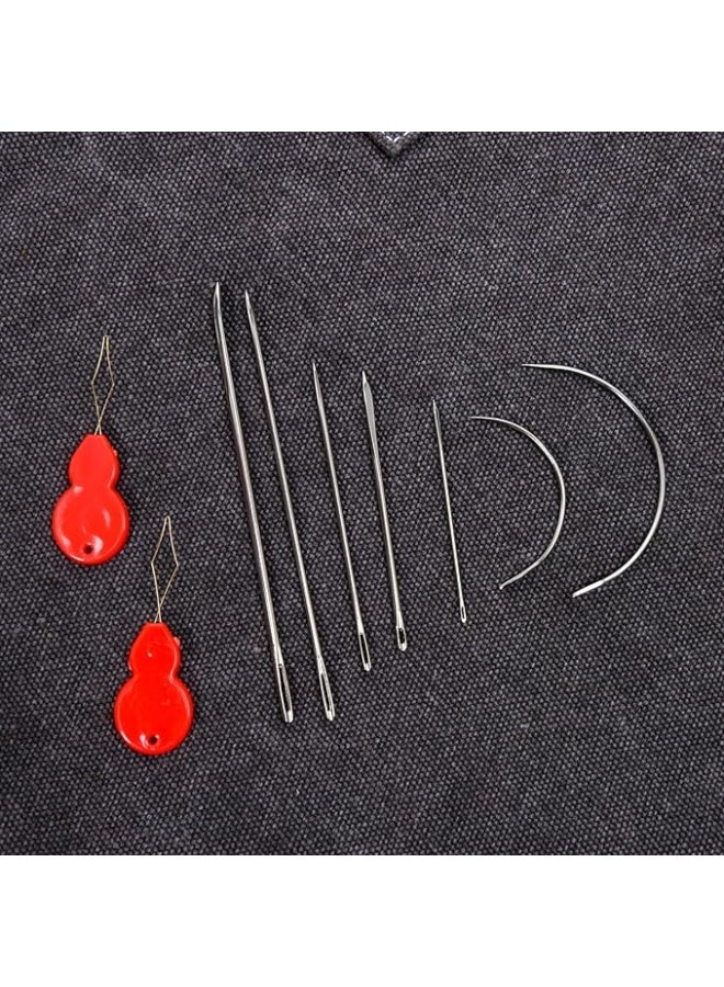 Heavy Duty Hand Sewing Needles Kit, 14Pcs Sewing Leather Needle Set with 2Pcs Needle Threaders, Curved Needle Triangular Needle Assorted Needles for Upholstery, Leather, Carpet, Canvas Repair - Image 4
