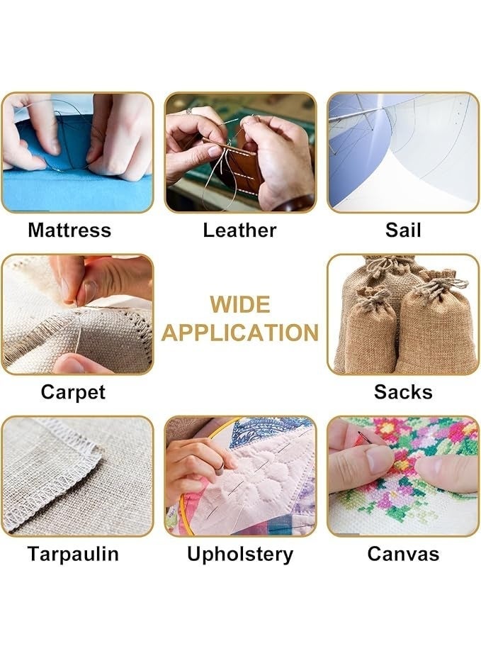 Heavy Duty Hand Sewing Needles Kit, 14Pcs Sewing Leather Needle Set with 2Pcs Needle Threaders, Curved Needle Triangular Needle Assorted Needles for Upholstery, Leather, Carpet, Canvas Repair - Image 5