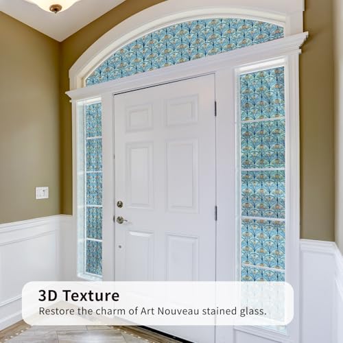 Chicskin 3D Vintage Stained Glass Window Film with Tools, Decorative Window Privacy Film for Room/Door/Home Decor, Twilight Iris, 11.02"X70.87"(28X180CM) - Image 4