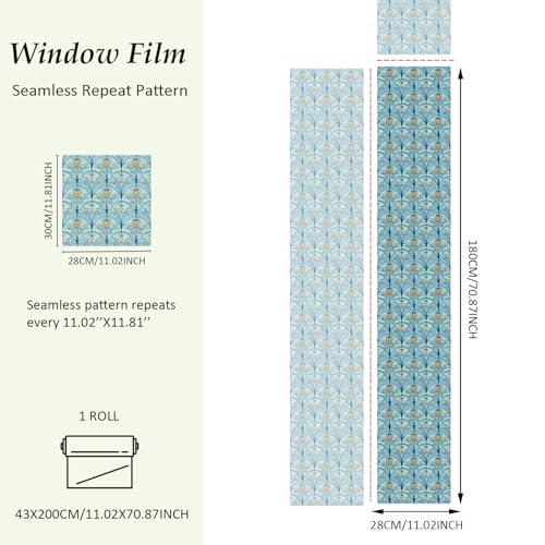 Chicskin 3D Vintage Stained Glass Window Film with Tools, Decorative Window Privacy Film for Room/Door/Home Decor, Twilight Iris, 11.02"X70.87"(28X180CM) - Image 2