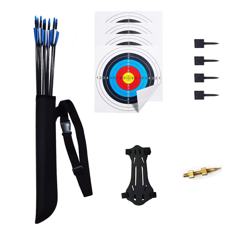 Mxessua 45" Youth Bow and Arrows Set for Kids 8-12 Teens Recurve Archery Beginner Gift Longbow Kit 9 Arrows, 4 Target Face for Backyard Game Age 12-14 14-16 Green - Image 2