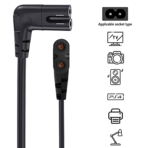 Ancable TV Power Cord Compatible for Samsung TV, Ancable 6-Feet 90 Degree Angled 2-Prong C7 Tv Cable Compatible with Samsung LG TCL Sony Appletv Insignia Sharp Toshiba Vizio (UL Listed 18 AWG-Non Polarized) - Image 4