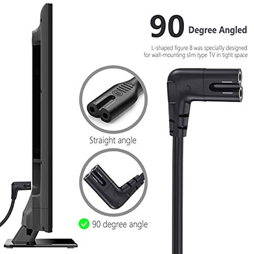 Ancable TV Power Cord Compatible for Samsung TV, Ancable 6-Feet 90 Degree Angled 2-Prong C7 Tv Cable Compatible with Samsung LG TCL Sony Appletv Insignia Sharp Toshiba Vizio (UL Listed 18 AWG-Non Polarized) - Image 3