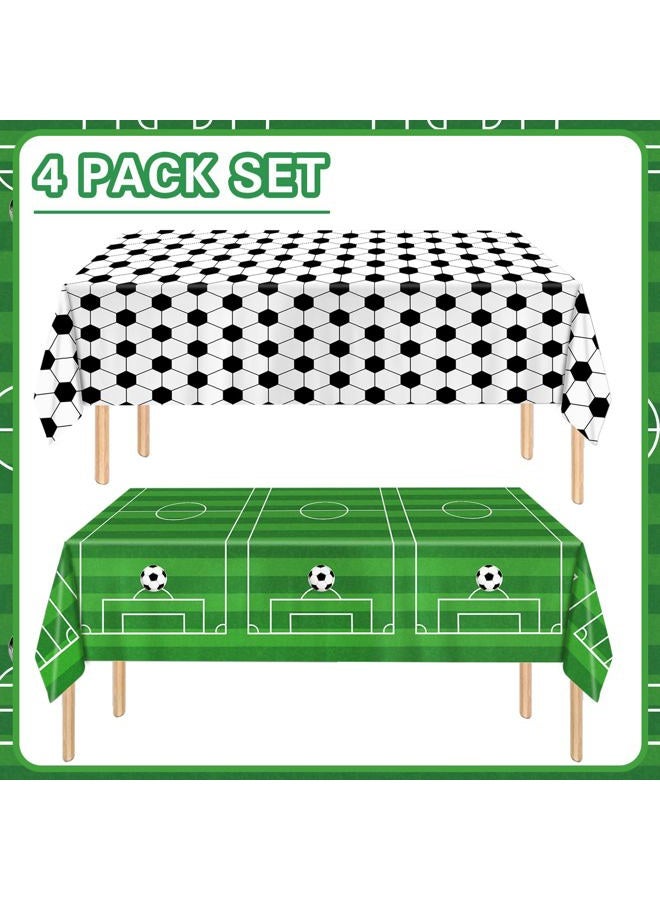 QIYANPAX 4 Pieces Soccer Tablecloths - Soccer Birthday Party Decorations Soccer Table Cloth Soccer Tablecloth Plastic Table Cover for Sports Soccer Theme Party Decorations, 54 x 108 Inch - Image 2