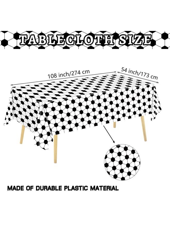 QIYANPAX 4 Pieces Soccer Tablecloths - Soccer Birthday Party Decorations Soccer Table Cloth Soccer Tablecloth Plastic Table Cover for Sports Soccer Theme Party Decorations, 54 x 108 Inch - Image 3
