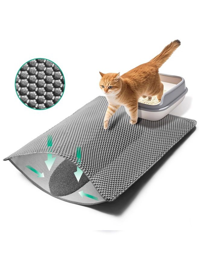 GRELY Litter Trapping Mat for Cat,Cat Litter Box Mat, Large Litterbox Matt for Floor 47''X 28'', 2 Layer Catcher Rug for Pet Litterbox, Waterproof Urine Proof, Clean Easily, Non-Slip - Image 2