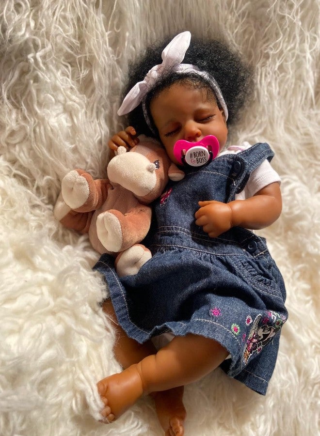 Anano Black Reborn Baby Dolls Silicone Full Body Biracial Girl 20 Inch Realistic Silicone Baby Doll Full Body Lifelike Newborn Babys Doll African American Real Life Babys Dolls - Image 2