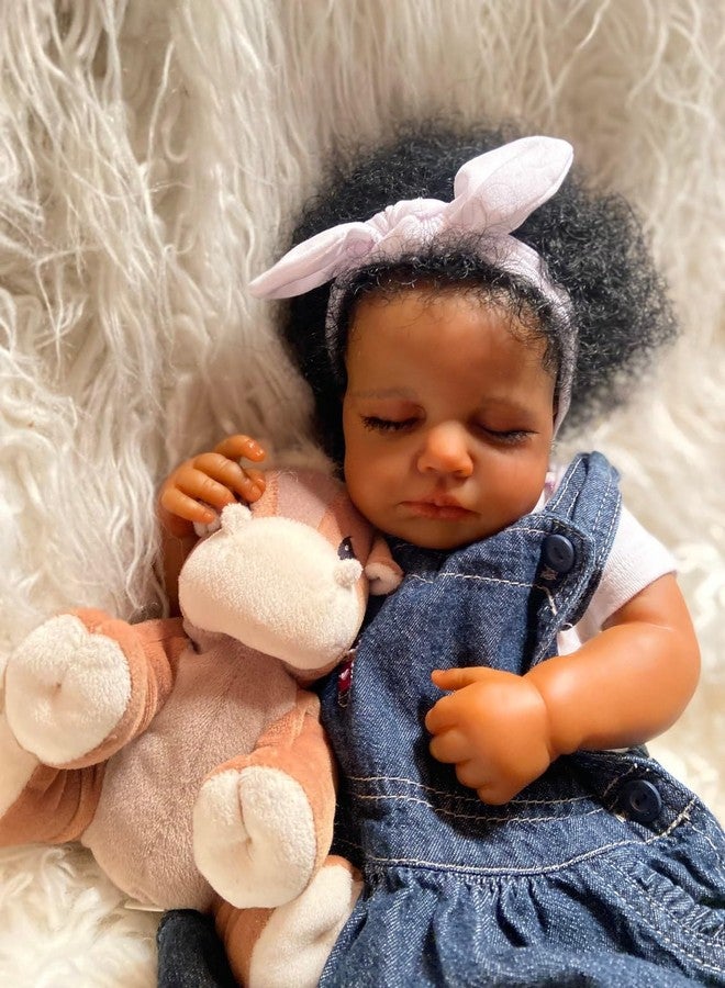 Anano Black Reborn Baby Dolls Silicone Full Body Biracial Girl 20 Inch Realistic Silicone Baby Doll Full Body Lifelike Newborn Babys Doll African American Real Life Babys Dolls - Image 5