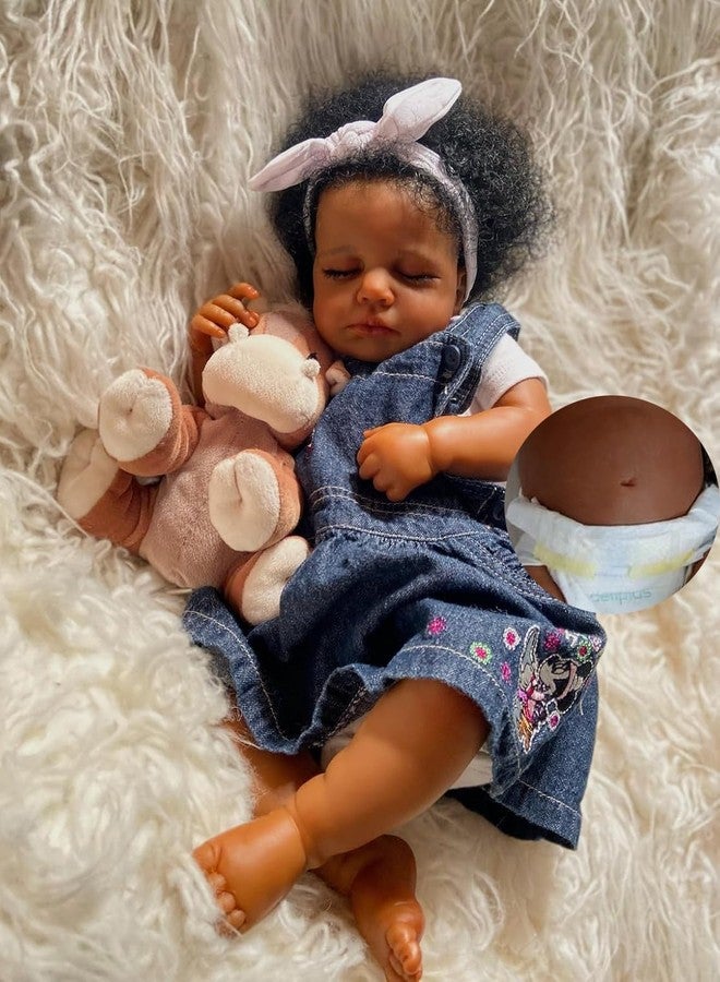 Anano Black Reborn Baby Dolls Silicone Full Body Biracial Girl 20 Inch Realistic Silicone Baby Doll Full Body Lifelike Newborn Babys Doll African American Real Life Babys Dolls - Image 1