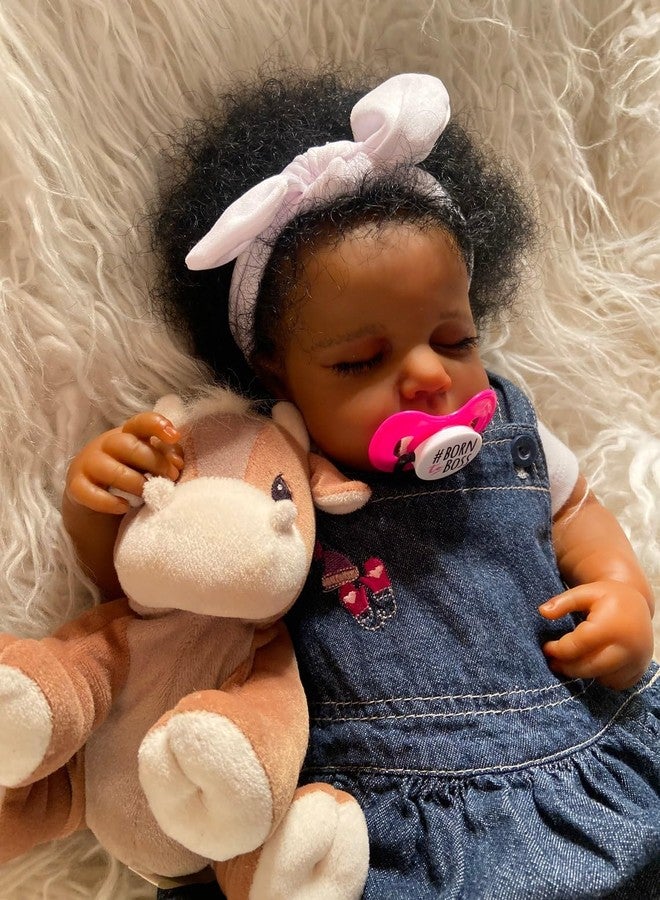 Anano Black Reborn Baby Dolls Silicone Full Body Biracial Girl 20 Inch Realistic Silicone Baby Doll Full Body Lifelike Newborn Babys Doll African American Real Life Babys Dolls - Image 4